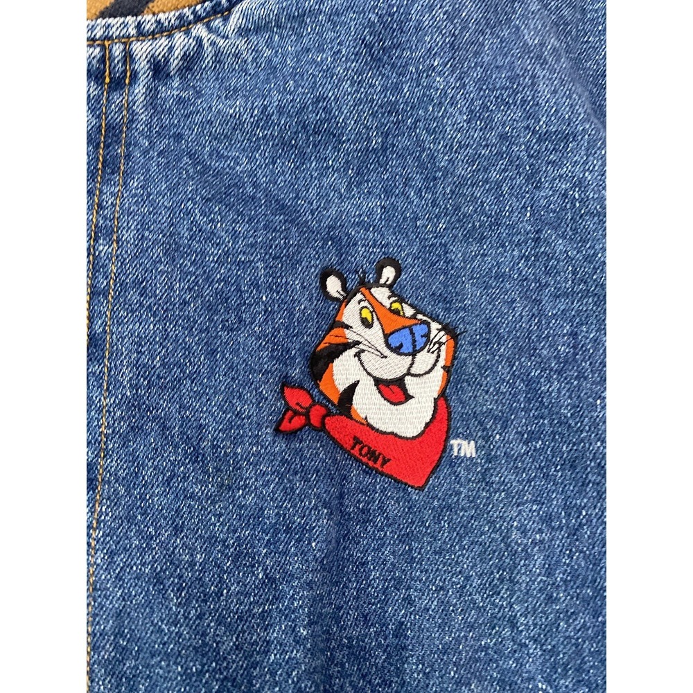 Vintage Tony The Tiger Kellogg's Snap Button Denim Bomber Jacket Size Small - Picture 2 of 4